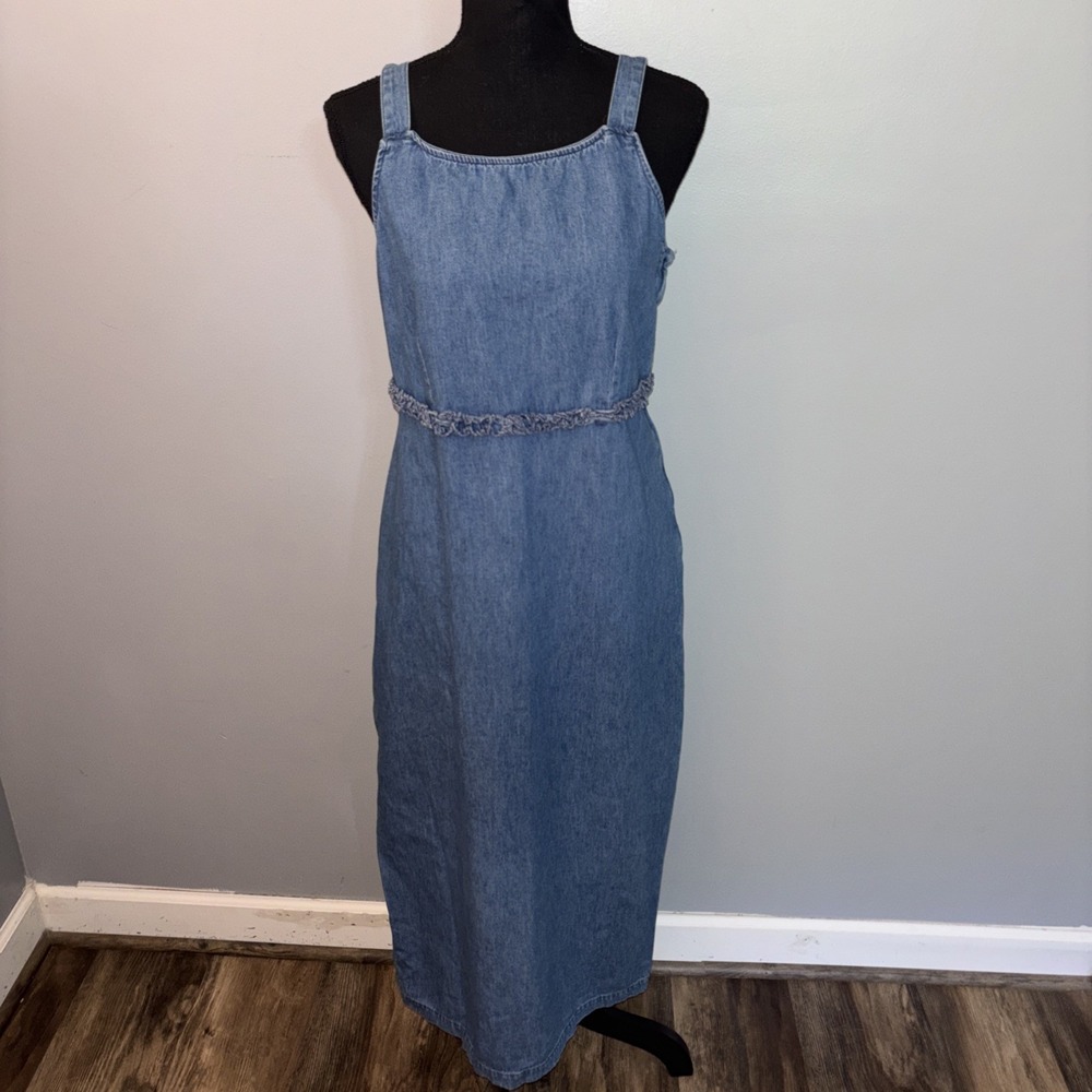 Vintage Denim Jean‎ Jumper Dress Women Size Medium Teacher Cottagecore Coastal